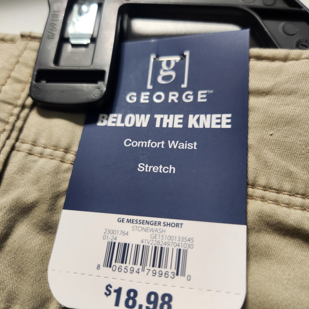 George Men's Khaki Shorts with Navy Branding - Picture 6 of 7